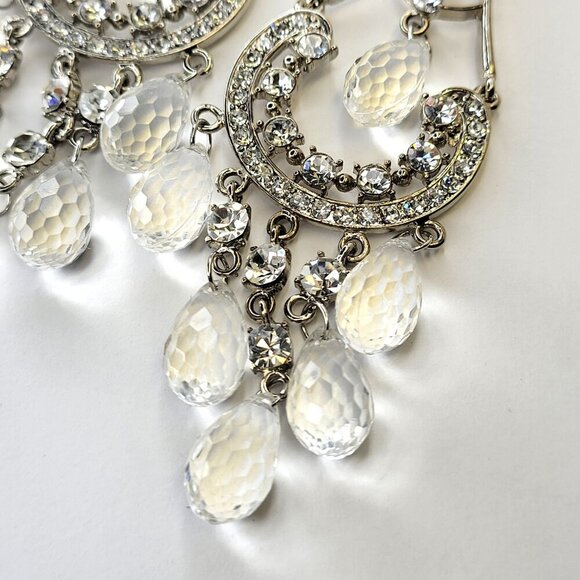 Crystal Chandelier Earrings Silver Long Earrings Bridal Earrings - Picture 7 of 8